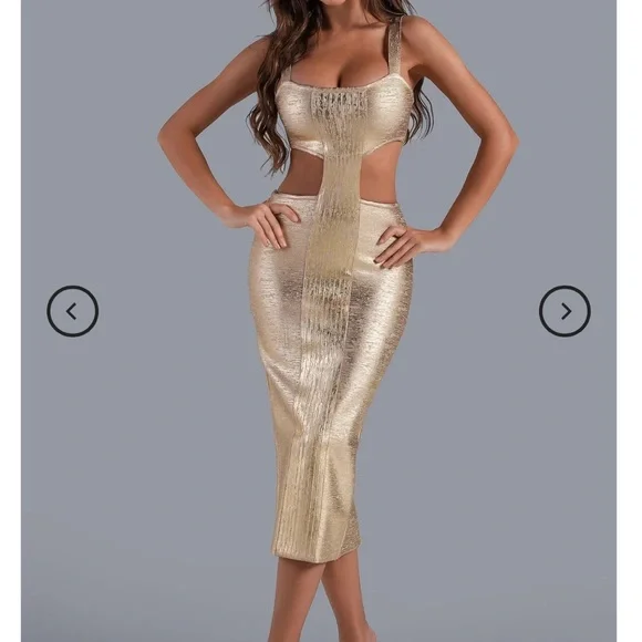 white and gold indian wedding dress Shimmering Bandage Dress main image 0